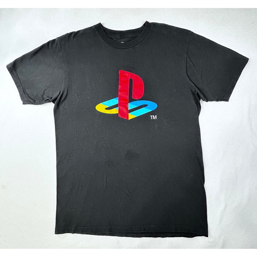 PlayStation Ripple Junction Mens Graphic T-Shirt Black Logo Gaming Tee Size M